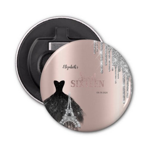 Glitter Drips,Dress,Eiffel Tower Sweet 16 Bottle Opener