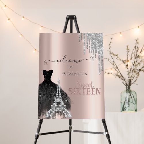 Glitter Drips,Dress,Eiffel Tower Sweet 16  Foam Board