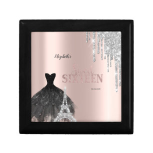 Glitter Drips,Dress,Eiffel Tower Sweet 16 Gift Box