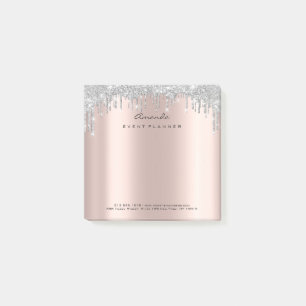 Glitter Drips Event Rose Gold Name Adress Gray Post-it Notes