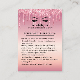 Glitter Drips Eyelash Aftercare Instructions Business Card