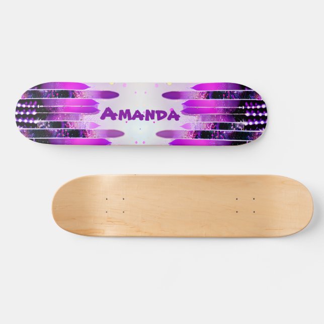 Glitter Drips Girly Name Personalized Skateboard (Horz)
