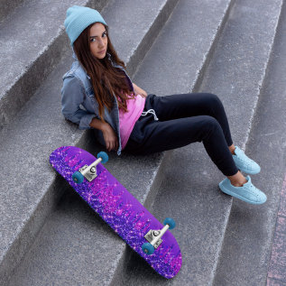 Glitter Drips Girly Purple Pink Skateboard at Zazzle