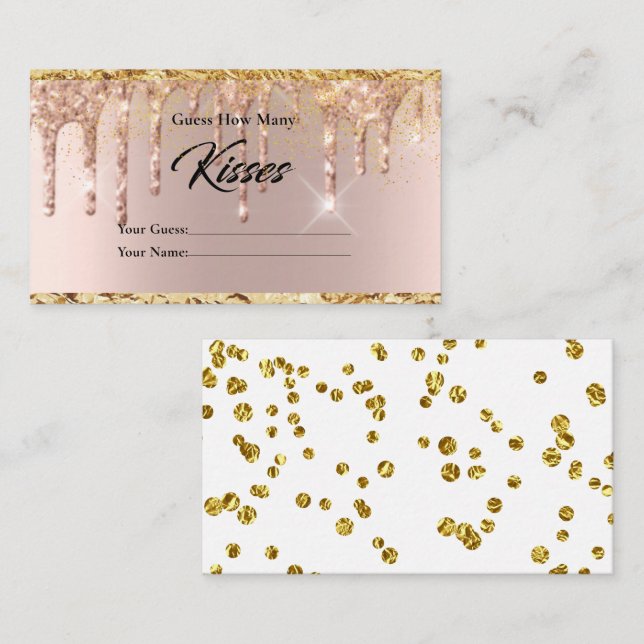 Glitter Drips Gold How Many Kisses Bridal  Enclosure Card (Front/Back)
