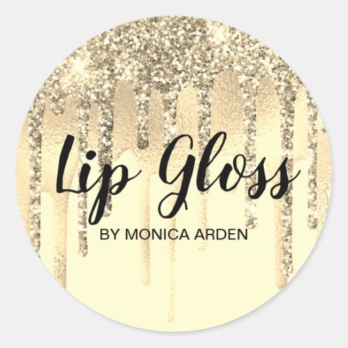 Glitter Drips Gold Lip Gloss Sticker Label