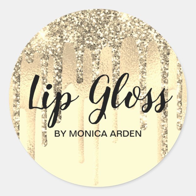 Glitter Drips Gold Lip Gloss Sticker Label (Front)