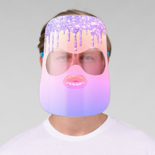 Glitter Drips,Lips,Ombre Face Shield