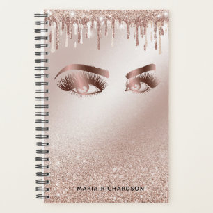 Glitter Drips Makeup Eyebrow Eyes Lashes Rose Gold Planner