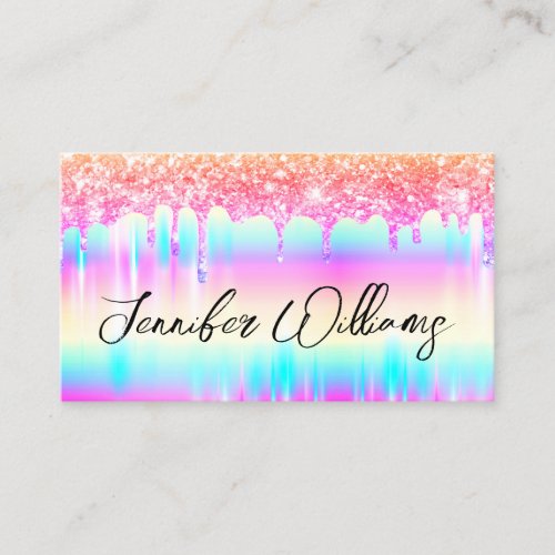 Glitter Drips Modern Makeup Artist Colorful Business Card