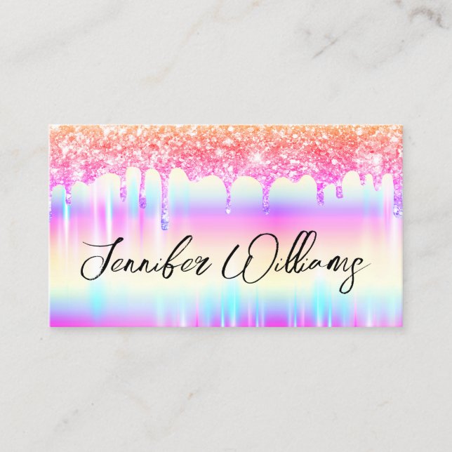 Glitter Drips Modern Makeup Artist Colorful Business Card (Front)