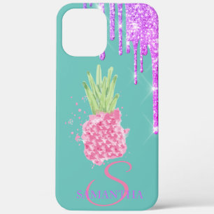 Glitter Drips Pineapple Mint Green iPhone 12 Pro Max Case