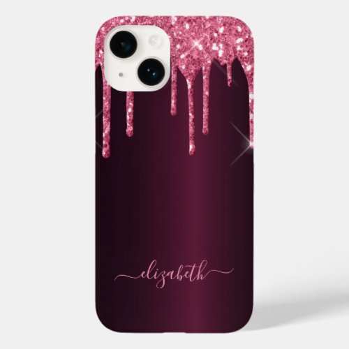 Glitter drips pink purple girly glam script Case_Mate iPhone 14 case