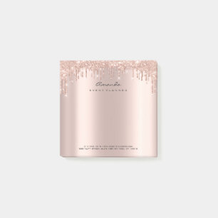 Glitter Drips Pink Rose Gold Name Adress Sparkly Post-it Notes