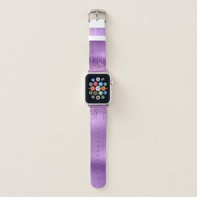 Glitter Drips Purple Metallic Apple Watch Band (Front)