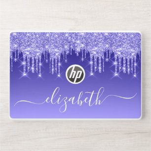 Glitter Drips Purple Personalized HP Laptop Skin