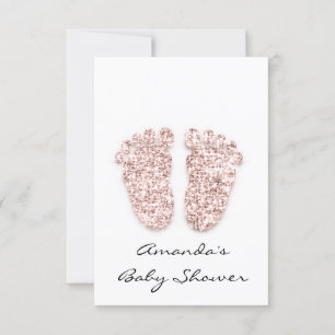 Glitter Drips Rose Baby Girl Boy Shower Feet Invitation