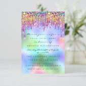 Glitter Drips Rose Bridal 16th Rainbow Holographic Invitation (Standing Front)