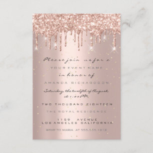 Glitter Drips Rose Confetti Bridal Sweet 16th Invitation