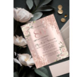 Glitter Drips Rose Gold Floral 80th Birthday Invitation<br><div class="desc">A modern,  chic and glamorous invitation with glitter drips,  and flowers on a rose gold background.</div>