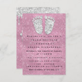 Glitter Drips Rose Gray Baby Girl Shower Feet Pink Invitation (Front/Back)