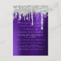 Glitter Drips Silver Purple Bridal Sweet 16th Invitation