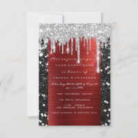 Glitter Drips Silver Red Black Bridal Sweet 16th