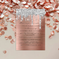 Glitter Drips Silver Rose Gold  Bridal Sweet 16th Invitation