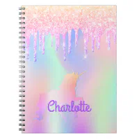 Holographic Hot Pink Glitter Drips Sketchbook Notebook