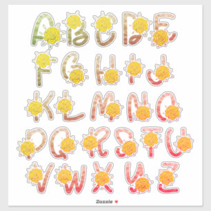 Glitter Earthy Floral Monogram A to Z Letters Sticker