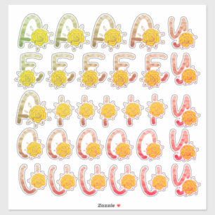 Glitter Earthy Floral Monogram Vowels A E I O U Y Sticker