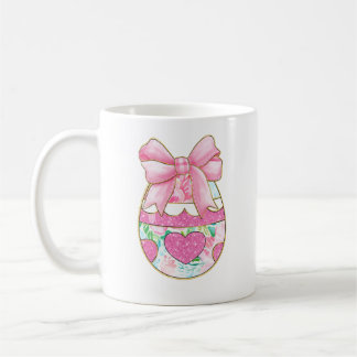 Glitter Easter Egg Coquette Bow  Coffee Mug