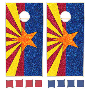 Glitter effect Arizona flag cornhole board set