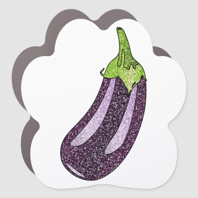 Glitter Eggplant Car Magnet (Front)