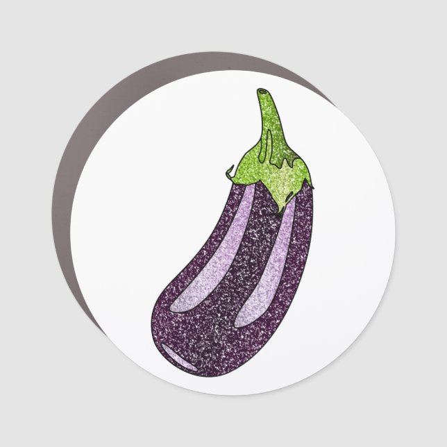 Glitter Eggplant Car Magnet (Front)