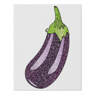 Glitter Eggplant Faux Canvas Print