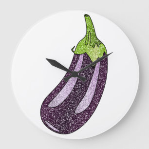 Glitter Eggplant Large Clock
