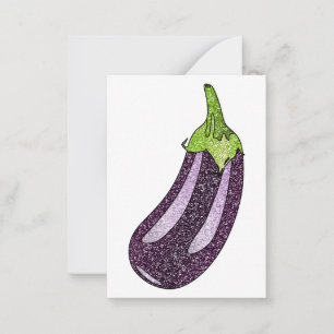 Glitter Eggplant Note Card