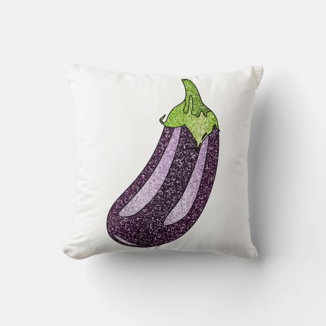 Glitter Eggplant Throw Pillow (Front)