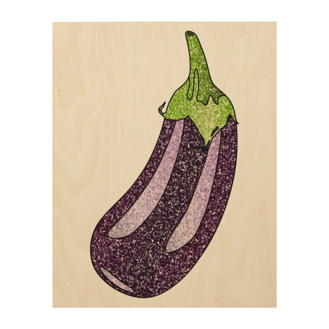 Glitter Eggplant Wood Wall Art (Front)