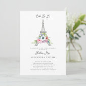 Glitter Eiffel Paris Rustic Bouquet Bridal Shower Invitation (Standing Front)