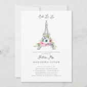 Glitter Eiffel Paris Rustic Bouquet Bridal Shower Invitation (Front)