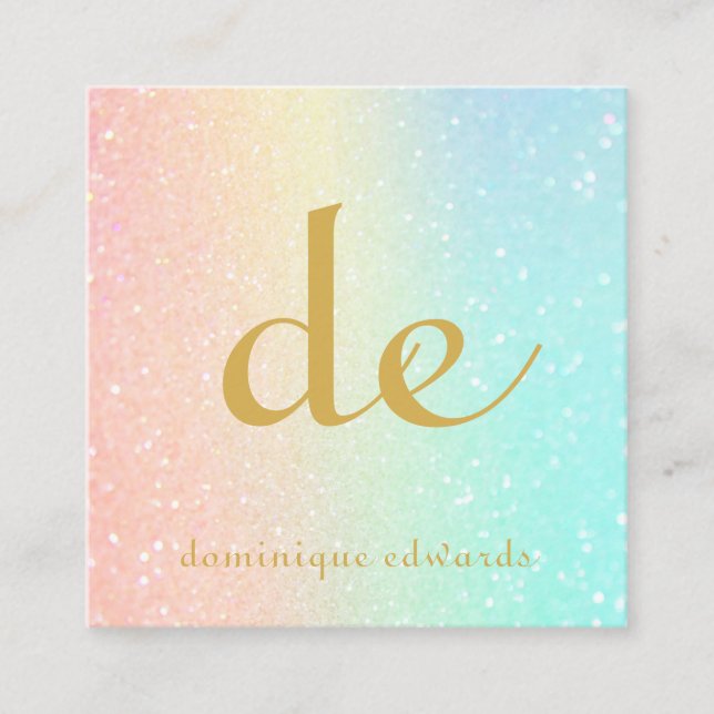 Glitter Elegant Modern Gold Cosmetics Square Square Business Card (Front)
