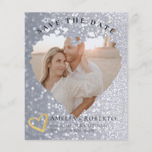 Glitter Elegant Save The Date Photo Card Flyer