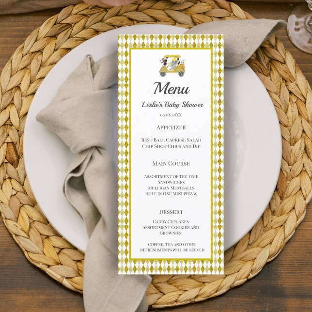 Glitter Elephant & Monkey Golf Baby Shower Menu (Creator Uploaded)