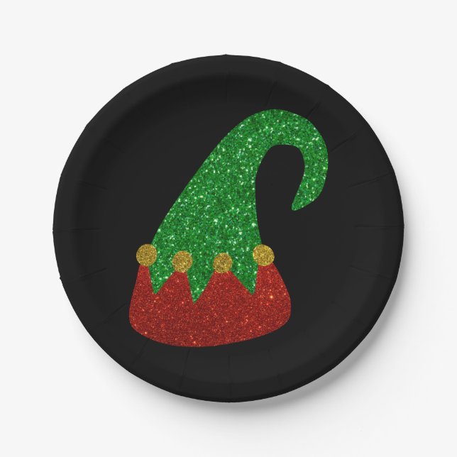 Glitter Elf Hat Paper Plates (Front)