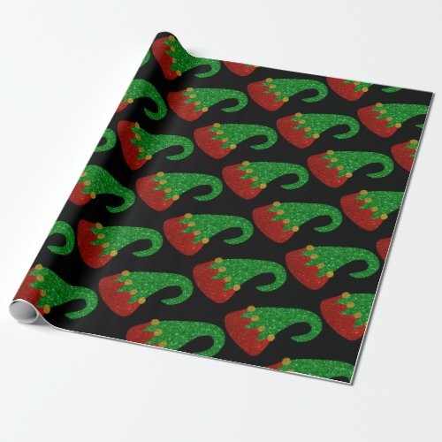 Glitter Elf Hat Wrapping Paper