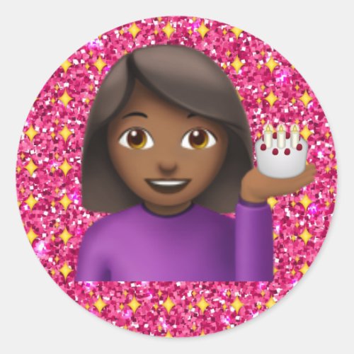 Glitter Emoji Girl Sticker