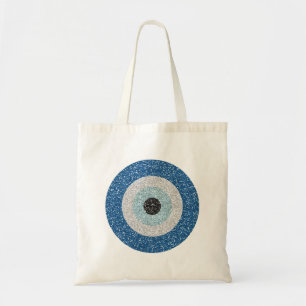 glitter evil eye blue eye - large L Tote Bag
