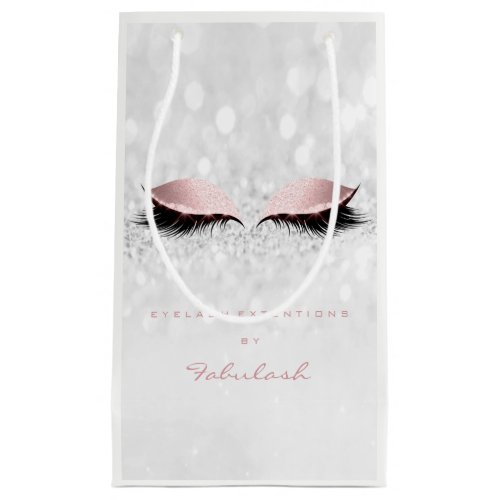 Glitter Eye Lash Gray Bridal Girly Pink Princess Small Gift Bag