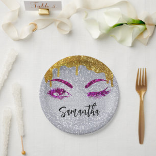 Glitter Eyes Birthday 18th 21st 30th 50th Paper Plates